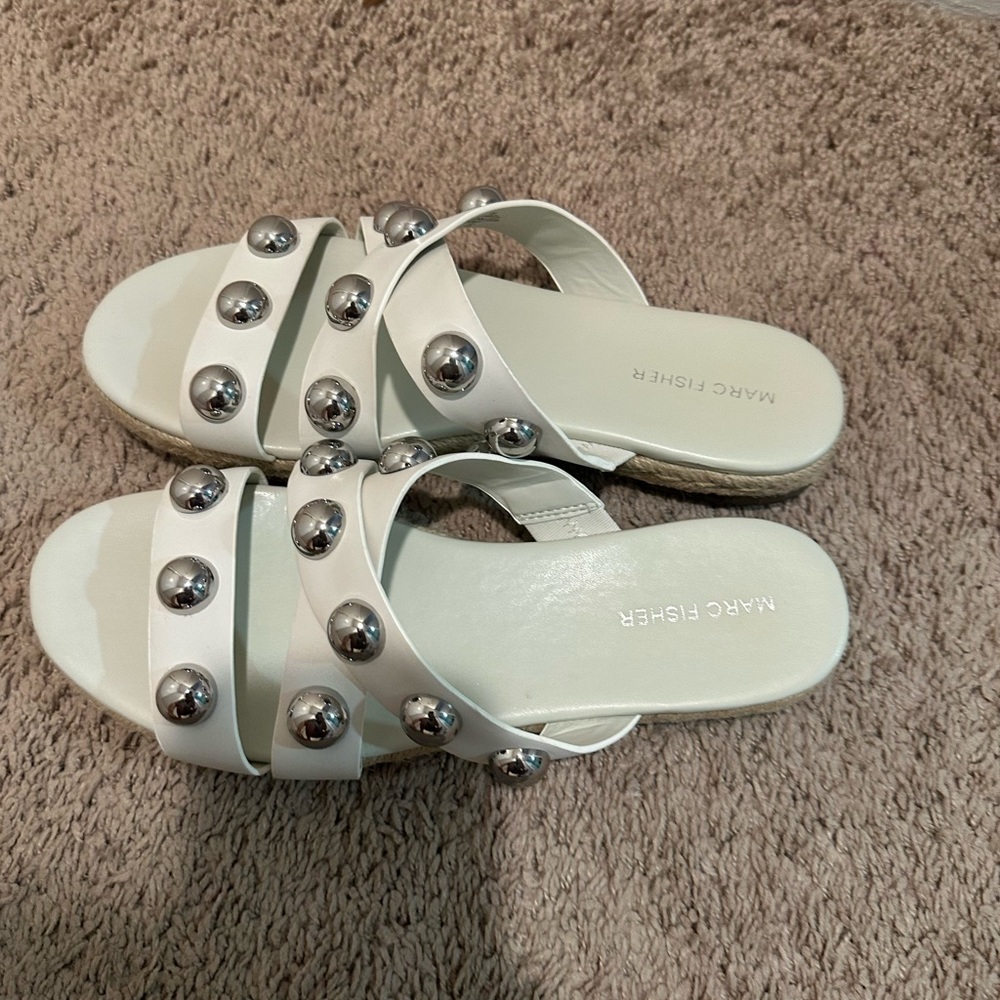 Marc Fisher white sandals